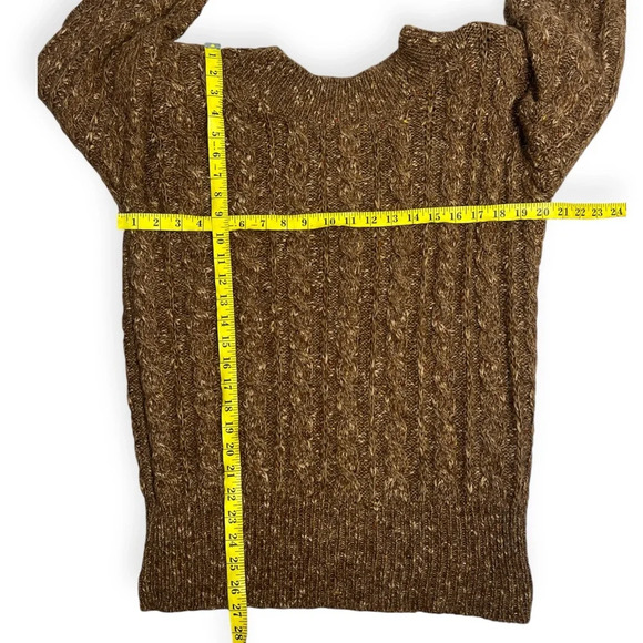 Vintage 80’s-90’s brown cable knit oversized sweater with shoulder pads size S - Picture 6 of 9